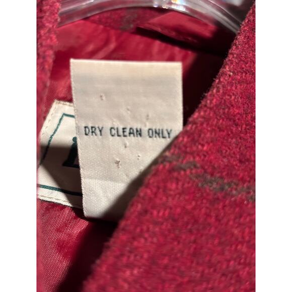 Vintage LL Bean Wool Blend Chore Coat Womens Windowpane Check Medium Hooded - Picture 7 of 11